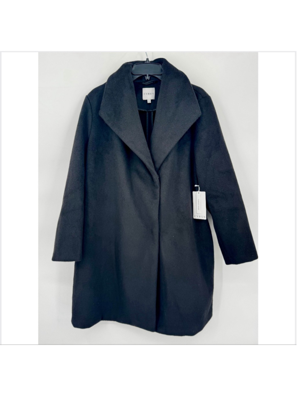 Women's Cyrus Black Statement Maker Shawl Collar Coat 1X Wool Blend